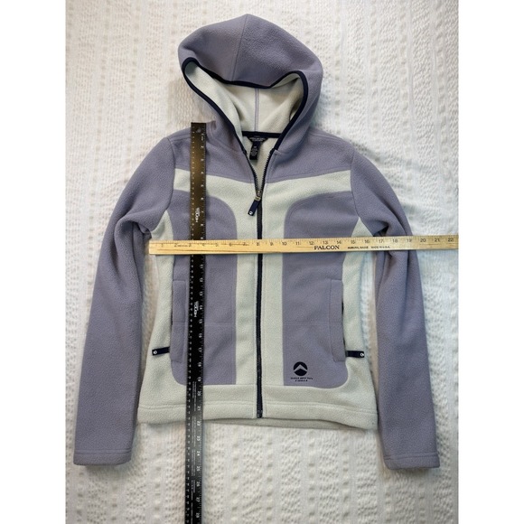 American Eagle Trail Fleece Jacket XS Purple Cream Hooded Full Zip Outdoor - Picture 6 of 7